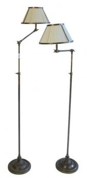 PAIR OF BRONZE ADJUSTABLE FLOO