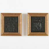 PAIR OF BRONZE ALLEGORICAL REL
