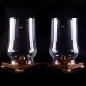PAIR OF BRONZE AND GLASS PHOTO