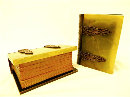 Pair of bronze and green marble
