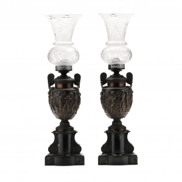 PAIR OF BRONZE AND MARBLE TOWNLEY