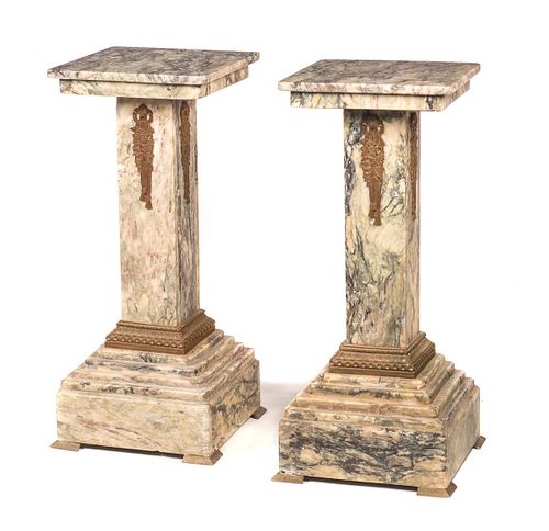 PAIR OF BRONZE AND MARBLE