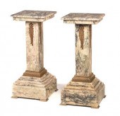 PAIR OF BRONZE AND MARBLE PEDE