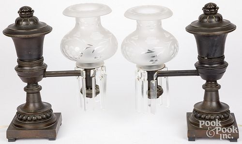 PAIR OF BRONZE ARGAND LAMPSPair