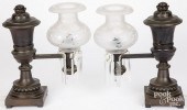 PAIR OF BRONZE ARGAND LAMPSPai