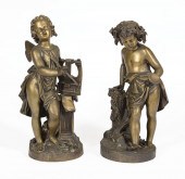 PAIR OF BRONZE BACCHIC FIGURES