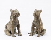 PAIR OF BRONZE BENIN STYLE CAT