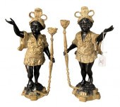 PAIR OF BRONZE BLACKAMOOR FIGU