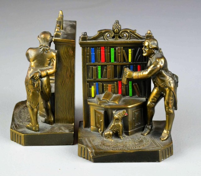 PAIR OF BRONZE BOOKENDS - LIBRARY