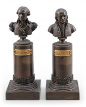 PAIR OF BRONZE BUSTS OF BENJAM