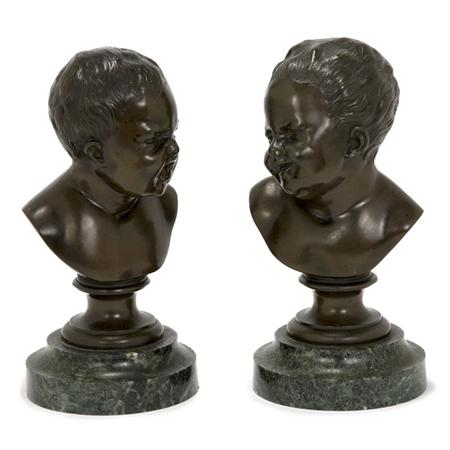 Pair of Bronze Busts of