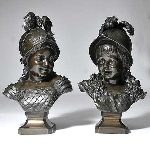 PAIR OF BRONZE BUSTSPair of