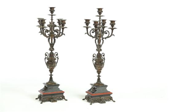 PAIR OF BRONZE CANDELBRAS. 
