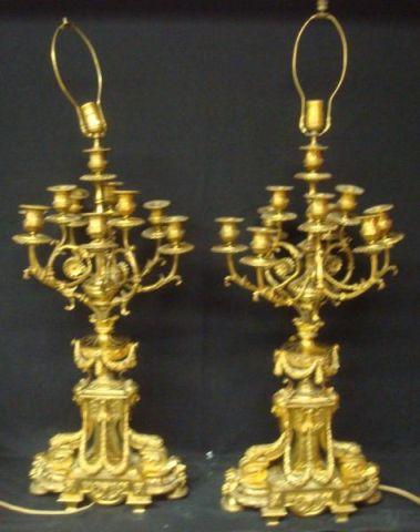 Pair of Bronze Candlebra. From a