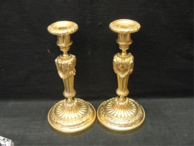 Pair of Bronze Candlesticks. From a