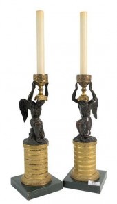 PAIR OF BRONZE CANDLESTICKS HA