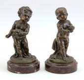 PAIR OF BRONZE CHERUBS 19TH CE