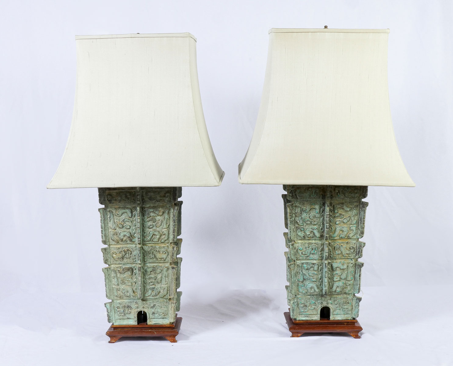 PAIR OF BRONZE CHINESE ARCHAIC FORM