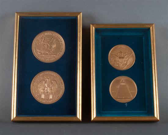 Pair of bronze commemorative