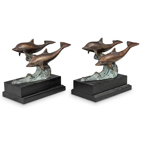PAIR OF BRONZE DOLPHIN