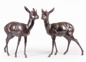 PAIR OF BRONZE FAWNSPair of Br