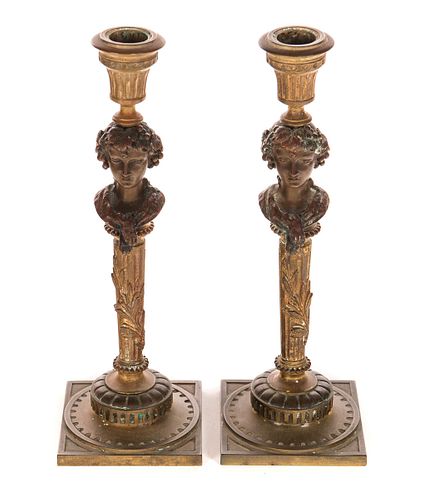 PAIR OF BRONZE FIGURAL