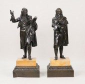PAIR OF BRONZE FIGURES MOLIERE