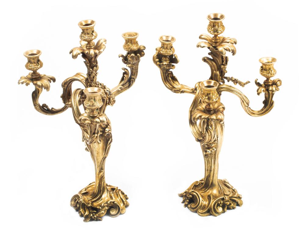 PAIR OF BRONZE FOUR-LIGHT