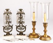 PAIR OF BRONZE GIRANDOLES, BRA