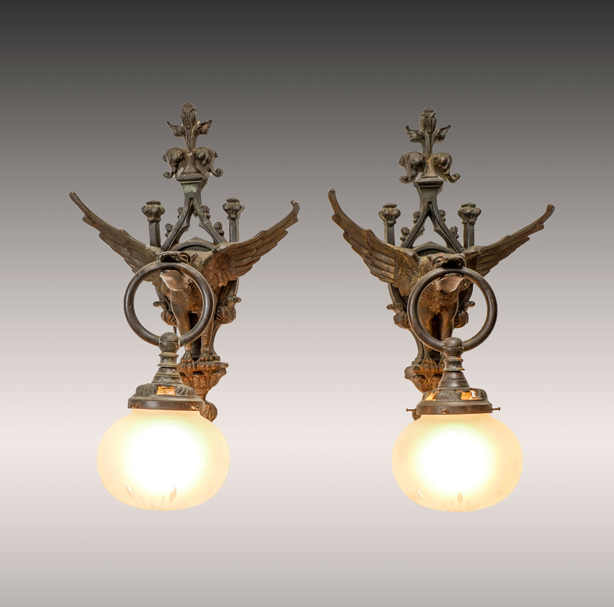 PAIR OF BRONZE GOTHIC VICTORIAN