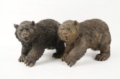 PAIR OF BRONZE GRIZZLY BEAR FI