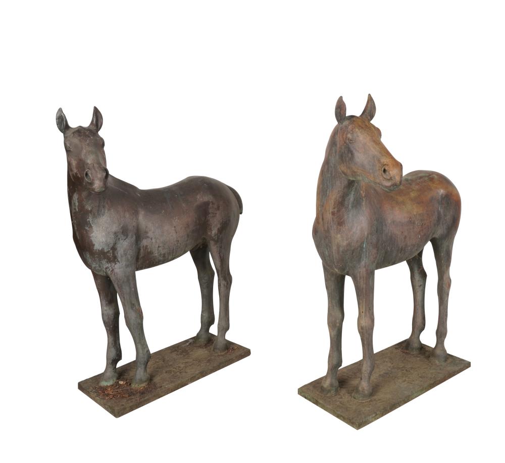 PAIR OF BRONZE HORSE