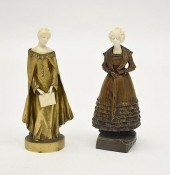 PAIR OF BRONZE & IVORY FIGURES