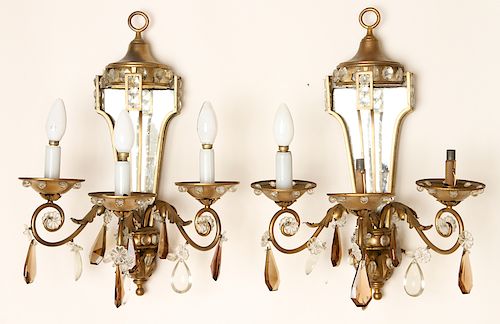 PAIR OF BRONZE JANSEN SCONCES CIRCA