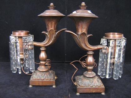 Pair of bronze lamps      H:  16