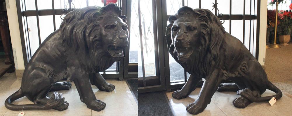 PAIR OF BRONZE LIONSPAIR OF