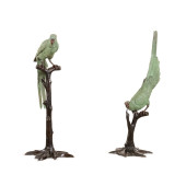 PAIR OF BRONZE MACAW PARROTS O