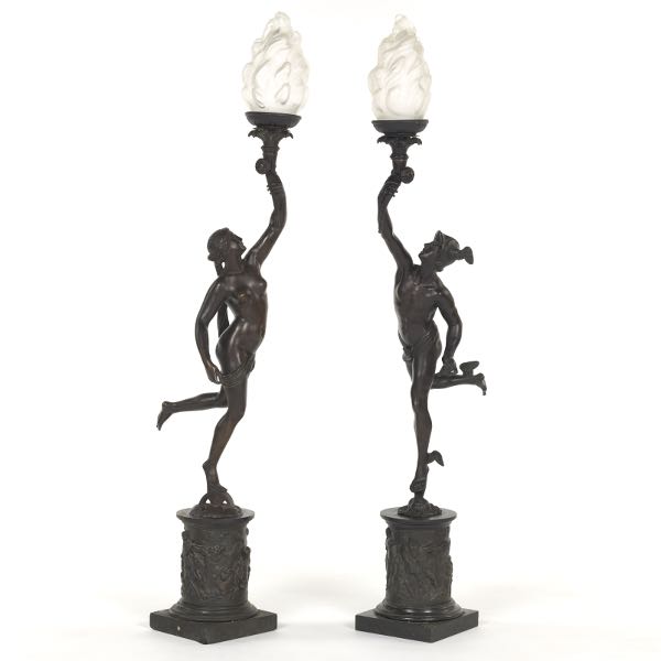 PAIR OF BRONZE MERCURY AND VENUS