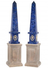 PAIR OF BRONZE-MOUNTED LAPIS L
