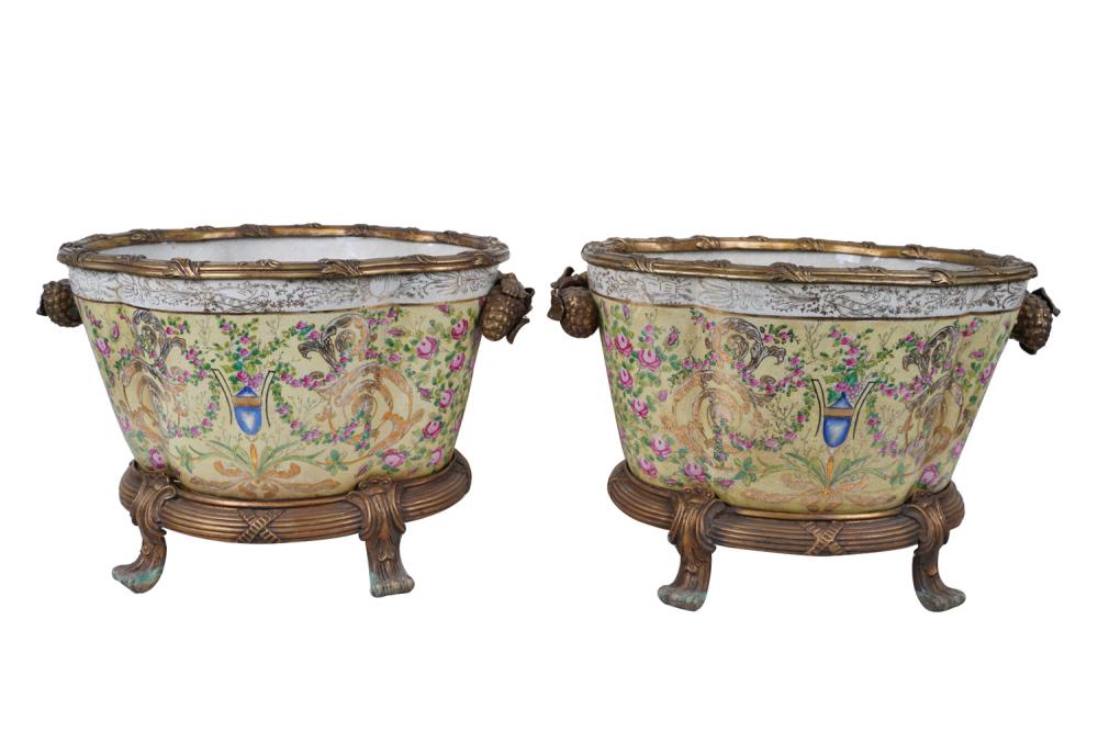 PAIR OF BRONZE-MOUNTED OVAL
