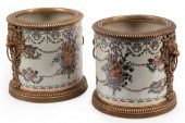 PAIR OF BRONZE-MOUNTED PORCELA