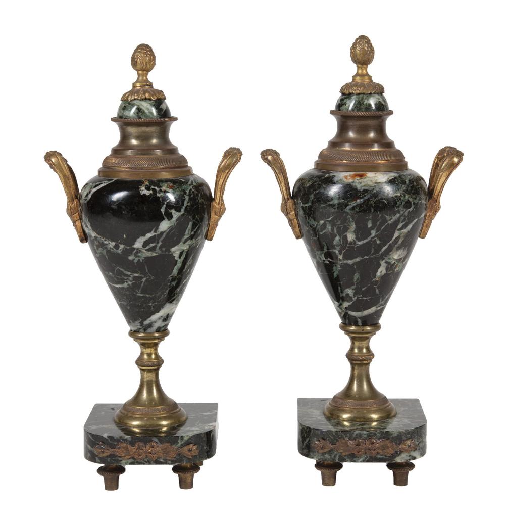 PAIR OF BRONZE-MOUNTED VERDE MARBLE