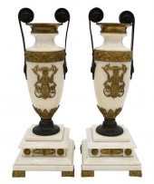 PAIR OF BRONZE MOUNTED WHITE M
