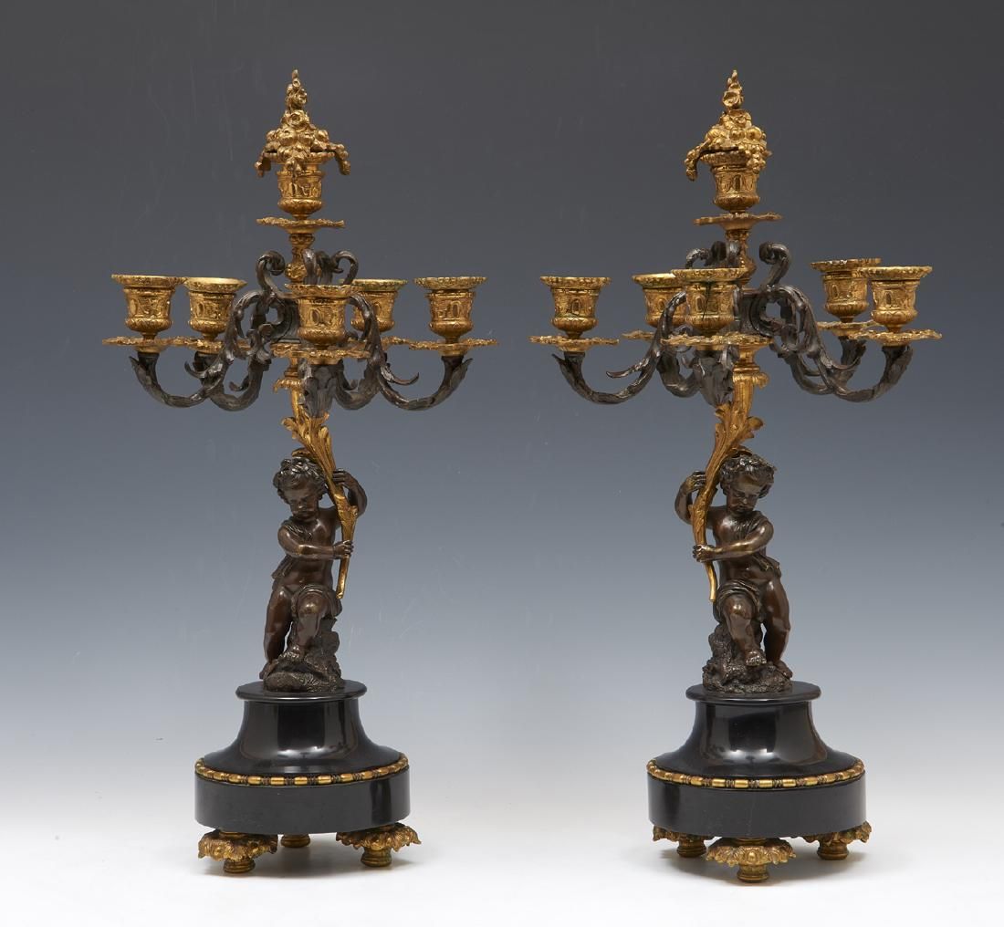 PAIR OF BRONZE MULTI-PATINATED 6