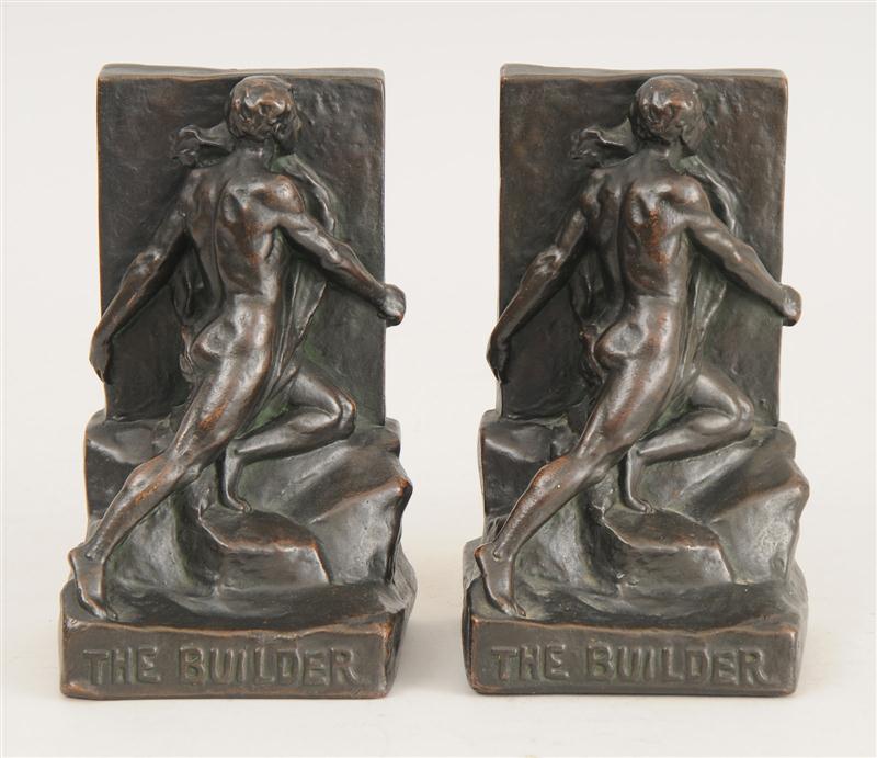 PAIR OF BRONZE-PATINATED