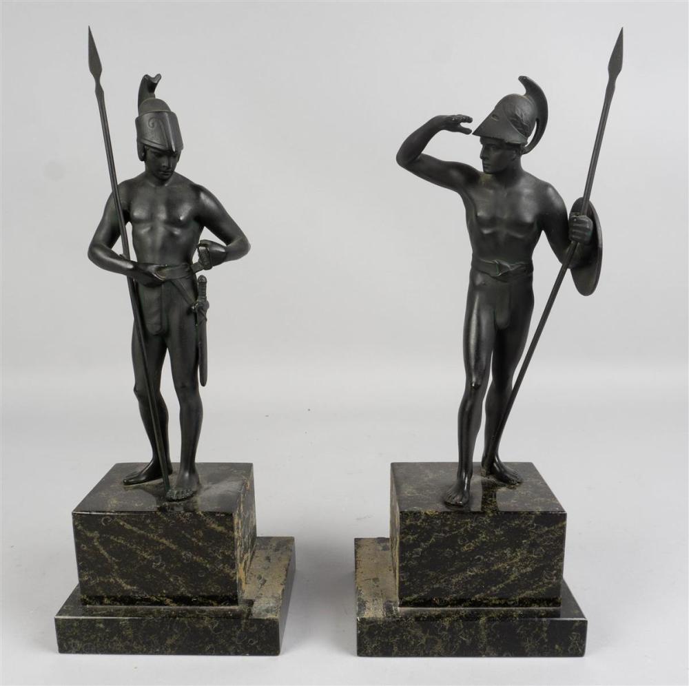 PAIR OF BRONZE ROMAN WARRIORS ON