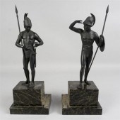 PAIR OF BRONZE ROMAN WARRIORS
