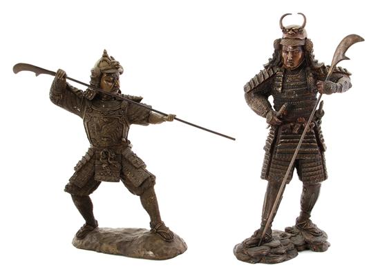 Pair of bronze samurai warriors