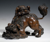 PAIR OF BRONZE SCULPTURE OF LI