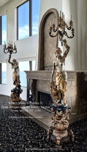 PAIR OF BRONZE SEMI-NUDE FEMAL